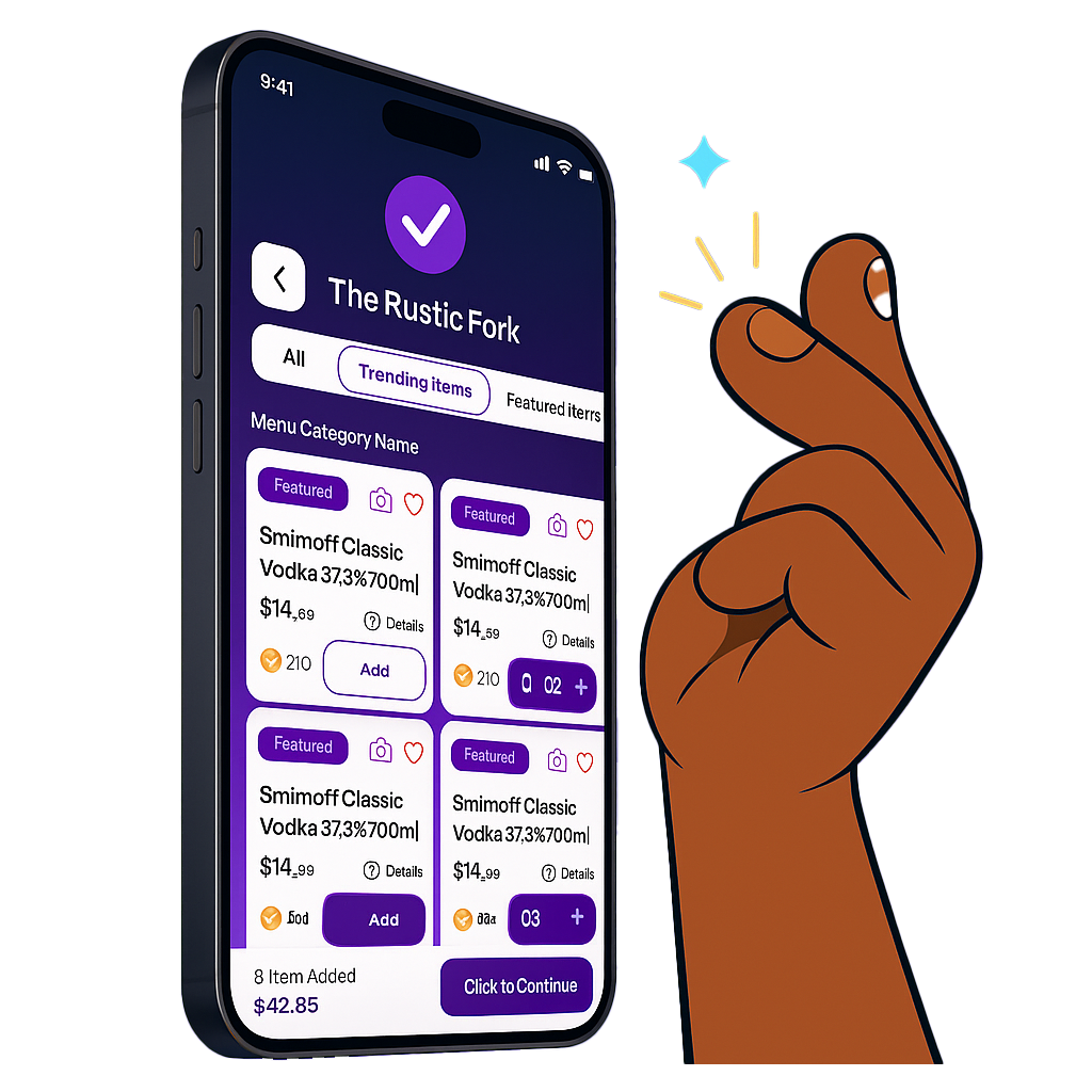 Bibe App Ordering Screen